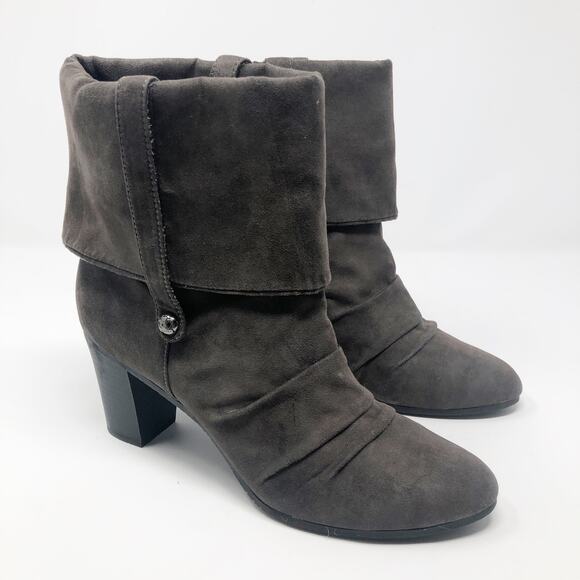 Kathy Van Zeeland Scrunchy Gray Heel Booties 8.5 - Picture 1 of 10